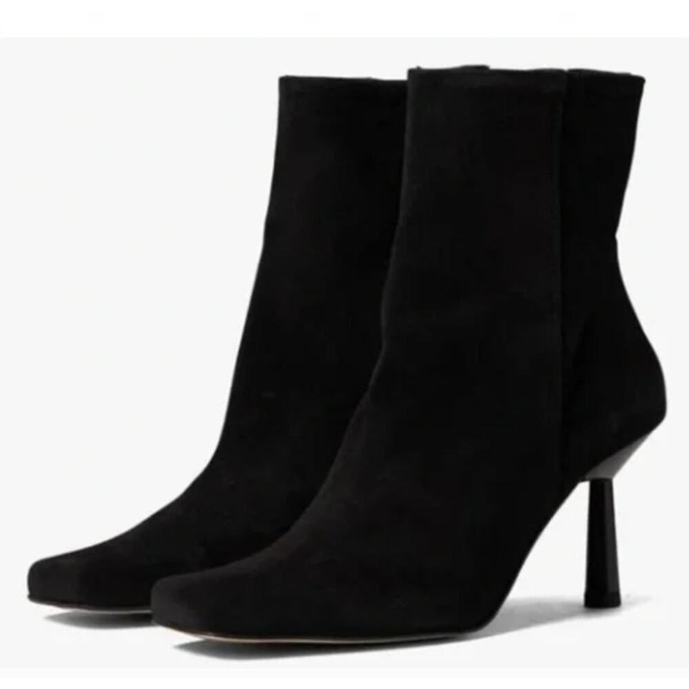 Alohas‎ Frappe Heeled Boots Womens 7 - 7.5 EU 38 Black Suede Square Toe  Zip